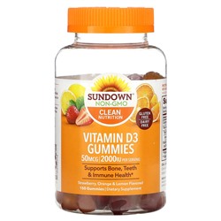 Sundown Naturals Vitamin D3, Gummies, Strawberry, Orange & Lemon, 25 mcg (1,000 IU), 150 Gummies