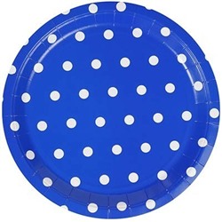Тарелка бумажная Горошек синяя 23 см 6 шт 1502-3922
