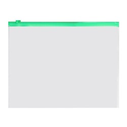 Папка-конверт на ZIP-молнии A5 150 мкм, Calligrata, прозрачная, зелёная молния