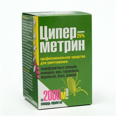 Средство от тараканов, муравьев, блох, комаров, мух и клещей "Циперметрин", 50 мл