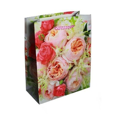Пакет ламинированный подарочный бумажный 20*25*10 см Цветы 44062