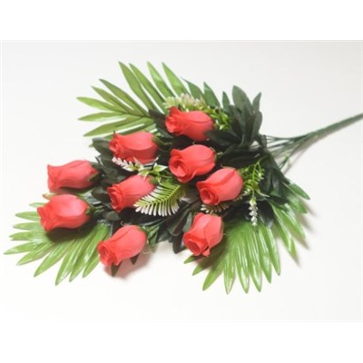 Искусственные цветы, Ветка в букете веерная бутон роз 9 веток (1010237)