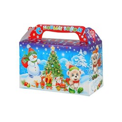 Коробка картонная для сладких подарков 17.5*7*10.5 см Зимушка 0.5 кг