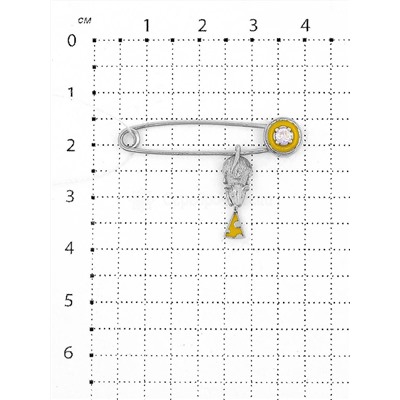 Булавка из серебра с эмалью и фианитом родированная - Мышь 411320