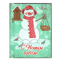 Мини-книжка магнит томик NG-8 "С Новым Годом!" (снеговик со скворечником) 5х6см SH 555156