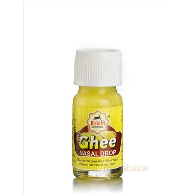 Капли для носа, топленое масло Гхи, 10 мл, производитель Гомата; Ghee Nasal Drop, 10 ml, Gomata Products