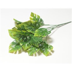 Искусственные цветы, Ветка зелени монстера 5 веток (1010237) зеленый