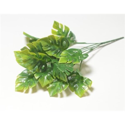Искусственные цветы, Ветка зелени монстера 5 веток (1010237) зеленый