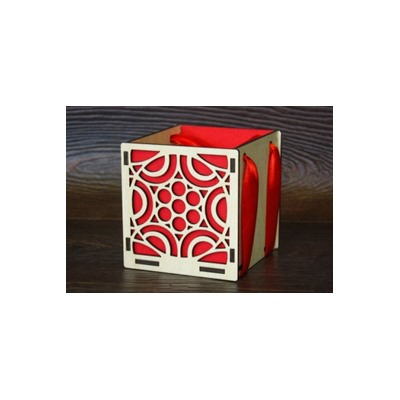 Подарочное кашпо деревянное Ажурная 10*10*10 см Фанера 15328