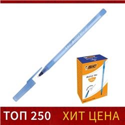 Ручка шариковая BIC Round Stic Classic, узел 1.0 мм, среднее письмо, чернила синие, одноразовая, тонированный голубой корпус