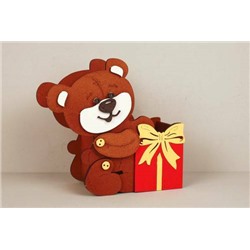 Подарочное кашпо деревянное Мишка с подарком (17*8*16 см) Бурый 152781
