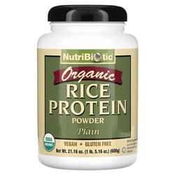 NutriBiotic Organic Rice Protein Powder, Plain, 1 lb 5.16 oz (600 g)