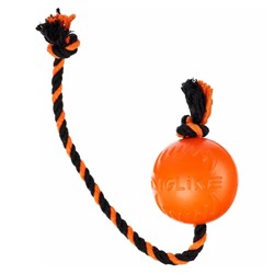 Игрушка "Доглайк"  Мяч  с канатом малый (оранжевый-черный-черный) D-3927 АГ