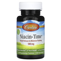 Carlson Niacin-Time, 500 mg, 50 Vegetarian Tablets