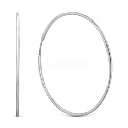 Серьги-конго из серебра родированные - диаметр 8 см