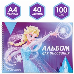 Альбом для рисования А4, 40 листов 100 г/м², на пружине, Холодное сердце