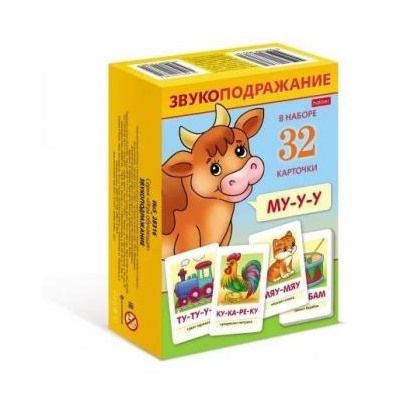 ИГРА Обучающая А5 32 карточки "Звукоподражание" (077586) 28316 Хатбер {Россия}