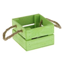 Ящик деревянный с веревочной ручкой (13*12.5*9) зеленый 230273