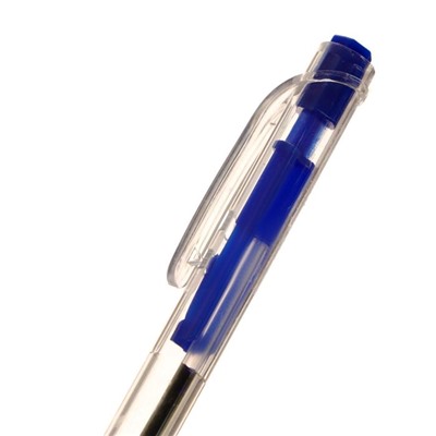 Ручка шариковая автоматическая, 0.5 мм, стержень синий, прозрачный корпус, с рифлёным держателем