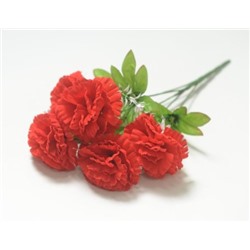 Искусственные цветы, Ветка в букете гвоздика 5 голов (1010237) красный