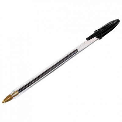Ручка шариковая Staff (Стафф) Basic BP-01, цвет черный, письмо 750 м, длина корпуса 14 см, узел 1 мм