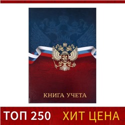 Книга учета, 96 листов, обложка картон 7БЦ, блок ГАЗЕТНЫЙ, клетка, РФ, сине-красный