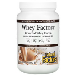 Natural Factors Whey Factors, Grass Fed Whey Protein, Natural Double Chocolate, 12 oz (340 g)
