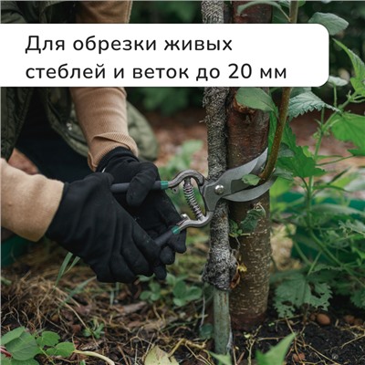 Секатор плоскостной, 8" (20 см), с металлическими ручками, Greengo