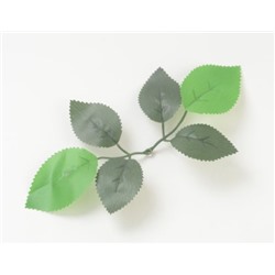 Искусственные цветы, Ветка -лист розы 6-ой для венка (1010237) зеленый комбинированный