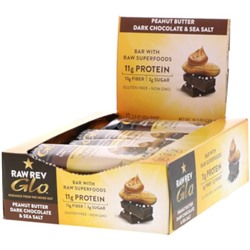Raw Rev Glo, Peanut Butter Dark Chocolate & Sea Salt, 12 Bars, 1.6 oz (46 g) Each