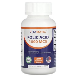 Vitamatic Folic Acid , 1,000 mcg , 240 Vegetarian Tablets