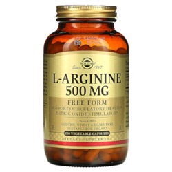 Solgar L-Arginine, Free Form, 500 mg, 250 Vegetable Capsules