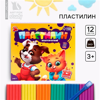 Пластилин 12 цветов мягкий 240 г «1 сентября»