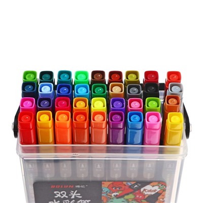 Набор маркеров профессиональных 36 штук, двусторонне, в пластиковом пенале с ручкой, 36 цветов