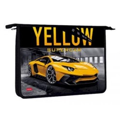 Папка для тетрадей А4 на молнии сверху пластиковая "YELLOWsupercar" (079273) 60044 Хатбер {Россия}