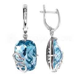 Серьги из серебра с кристаллами Swarovski родированные