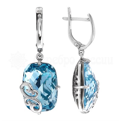 Серьги из серебра с кристаллами Swarovski родированные