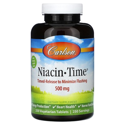 Carlson Niacin-Time , 500 mg, 250 Vegetarian Tablets