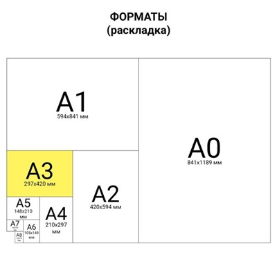 Папка для черчения А3, 24 листа, 200 г/м, BRAUBERG, без рамки, ватман ГОЗНАК КБФ