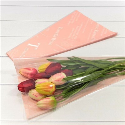 Пакет полипропиленовый для цветов 28*9*44 см Конус розовый 50 шт/уп