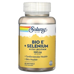 Solaray Bio E + Selenium with Lecithin, 134 mg, 60 Softgels