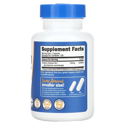 Nutricost Vitamin B1, Thiamine Mononitrate, 100 mg, 120 Capsules