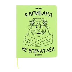 Дневник универсальный для 1-11 класса Capybara, твёрдая обложка, искусственная кожа, шелкография, ляссе, 80 г/м2