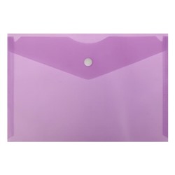Папка-конверт на кнопке А5, 150 мкм, Calligrata Standard, прозрачная, фиолетовая