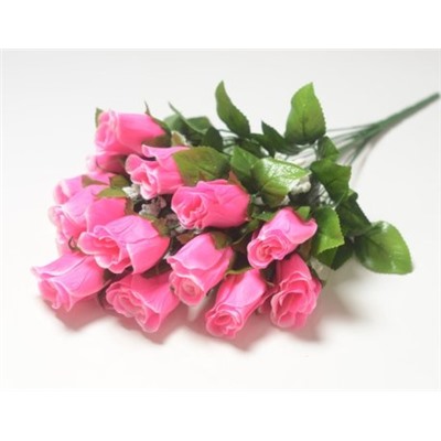 Искусственные цветы, Ветка в букете бутон розы 13 голов (1010237)