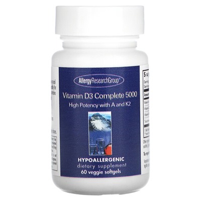 Allergy Research Group Vitamin D3 Complete 5000, 60 Veggie Softgels