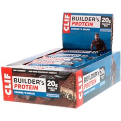 Clif Builder's Protein Bar, Cookies N' Cream, 12 Bars, 2.40 oz (68 g) Each
