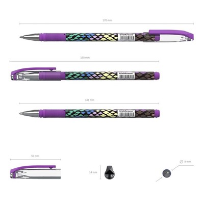 Ручка шариковая ErichKrause ColorTouch Purple Python, узел 0.7 мм, чернила синие