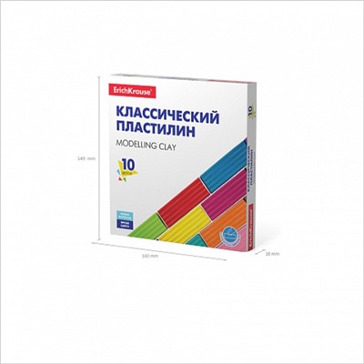 Пластилин 10 цветов, 160 г, ErichKrause Basic, в картонной упаковке