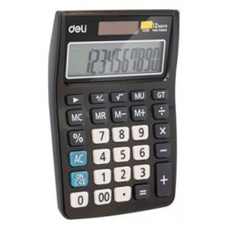 Калькулятор 12 разрядов E1238black 145х140,5х27,4 мм черный (1003509) Deli {Китай}